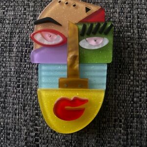 Abstract Multicolor Face Brooch-Modern Art-Inspired Pin